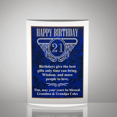 Milestone Acrylic Birthday Plaque Blue Marble Finish