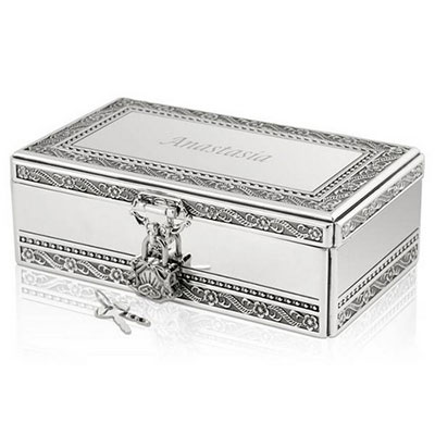 Silver Jewelry Box With Lock And Key